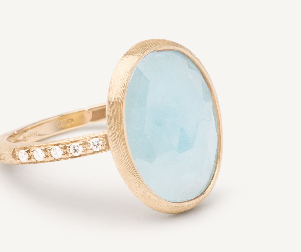 18kt yellow gold aquamarine and diamond ring